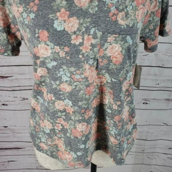 Bobbie Brooks Heather Grey Floral Pocket‎ 1x Tee shirt - Picture 4 of 6